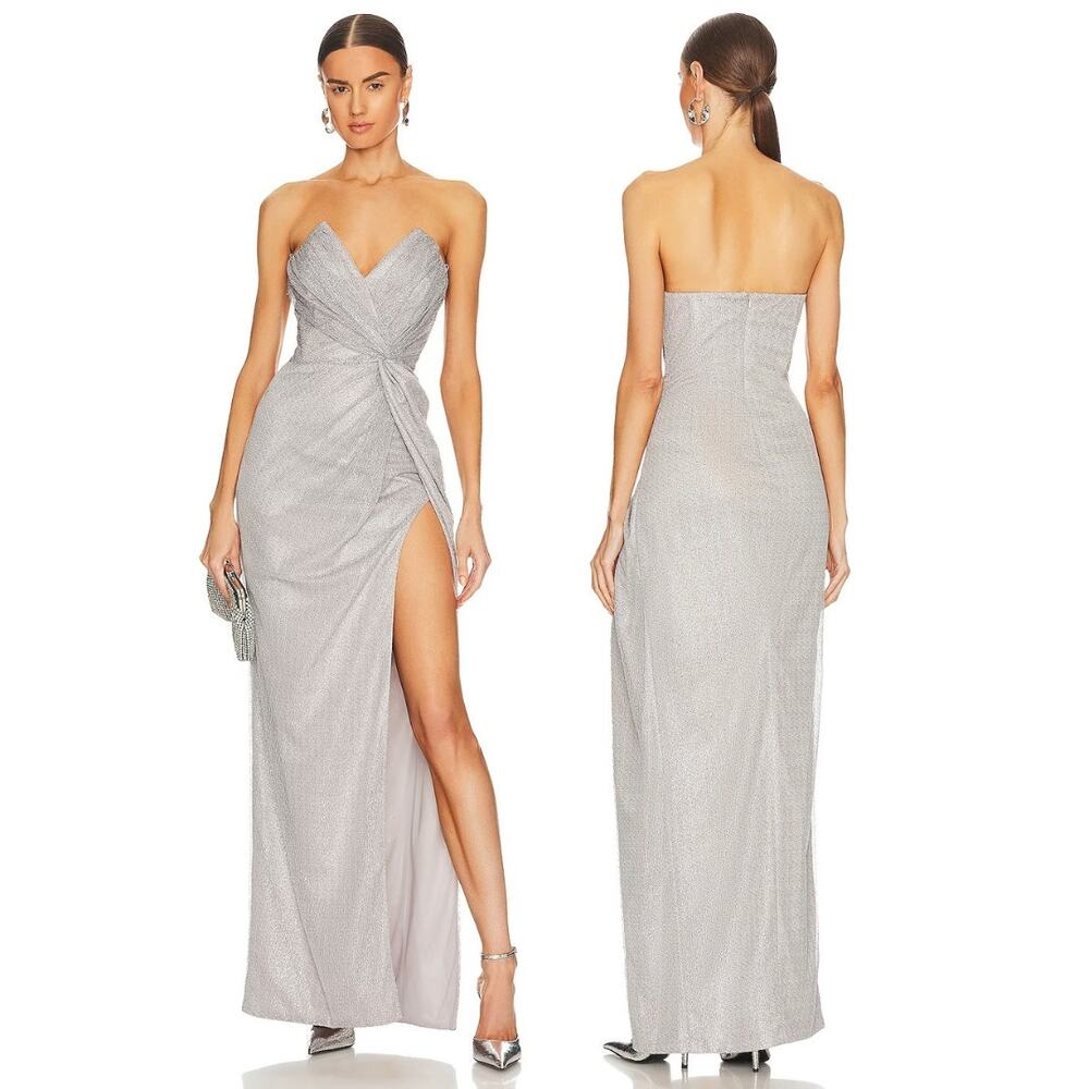 Katie May Finn Gown Metallic Strapless Formal Party Gala Prom Cocktail Evening S